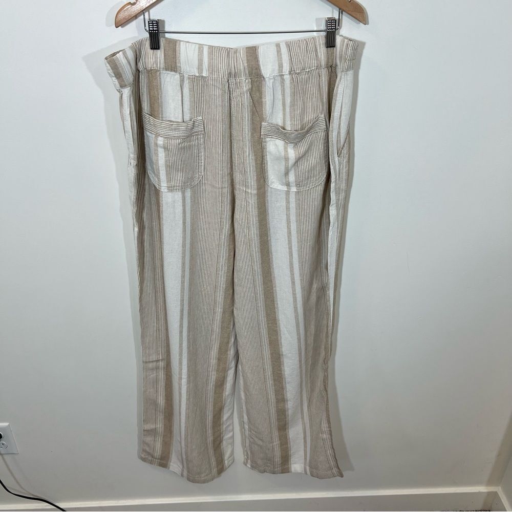 New Denim&Co Linen Blend Pull-on Full Length Striped Pants | Size L - Picture 4 of 9